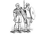 Roman soldiers with shields, spear and sword